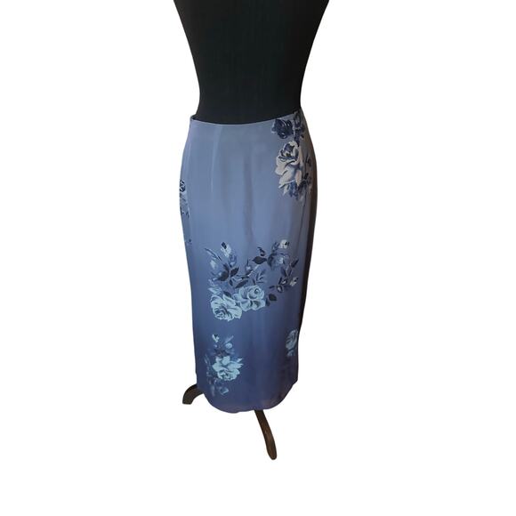 Petite Sophisticate Floral Maxi Skirt Women’s Blue Long Boho Casual Dressy - Picture 4 of 6